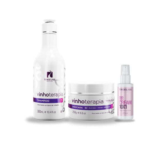 Kit Hidratação Shampoo, máscara e BBCream Vinhoterapia