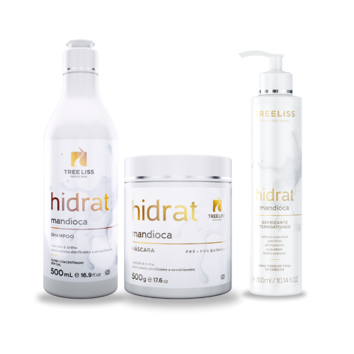 Kit Hidratação Shampoo, máscara e defrizante Mandioca