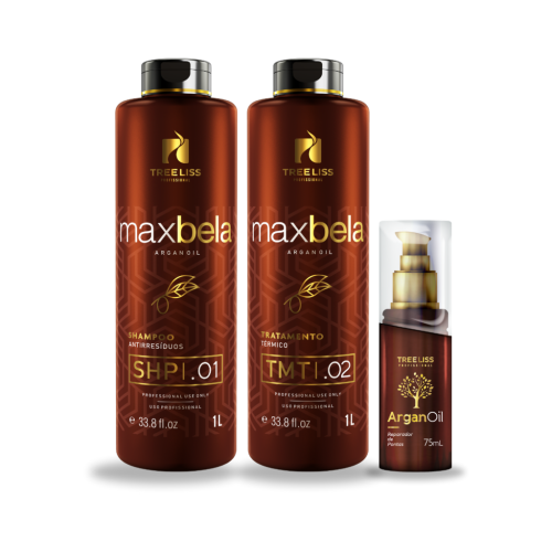 Kit Shampoo, Tratamento Alisamento e Finalizador Max Bela
