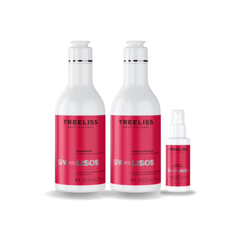 Kit Shampoo, condicionador e spray finalizador Spa dos Lisos