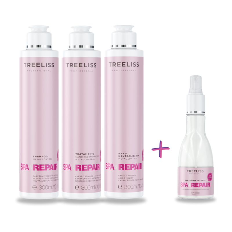 Kit Spa e Repair Tratamento capilar Metal Treeliss+Brinde Spray