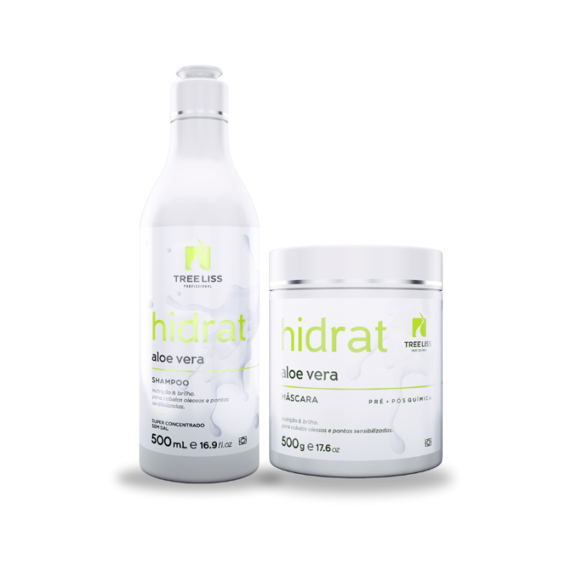 Kit cabelos oleosos Shampoo e máscara Hidrat Aloe Vera
