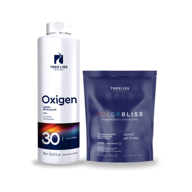 Kit Pó descolorante 11 tons 500g color bliss+30vol Treeliss