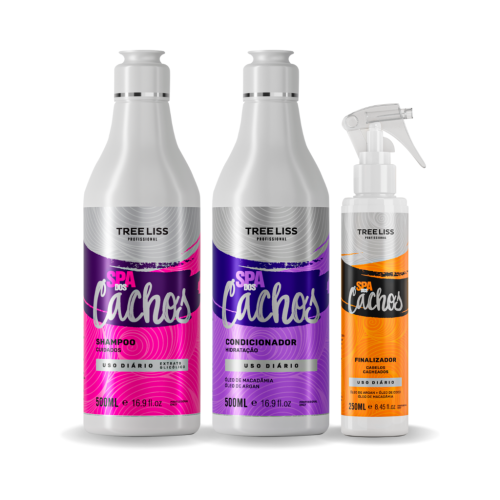 Kit Shampoo Condicionador e spray finalizador Spa Dos Cachos