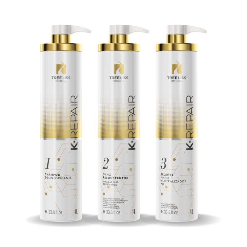 Kit Reconstrutor, shampoo e selante K-Repair Premium Treeliss