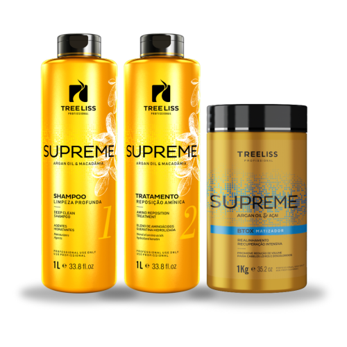 Kit Alisamento Shampoo Reconstrutor e Btox matizador Supreme