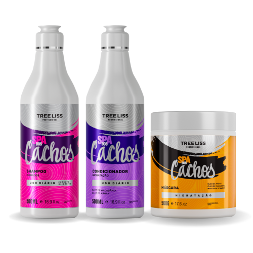 Kit Shampoo, condicionador e máscara Spa Dos Cachos treeliss