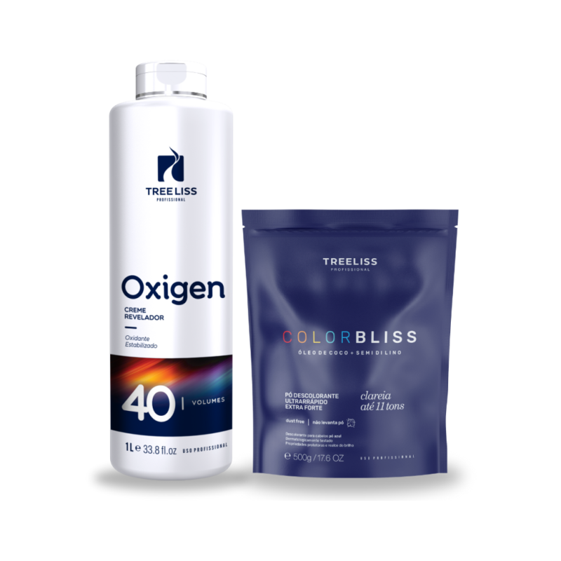 Kit Pó descolorante 11 tons 500g color bliss+40vol Treeliss