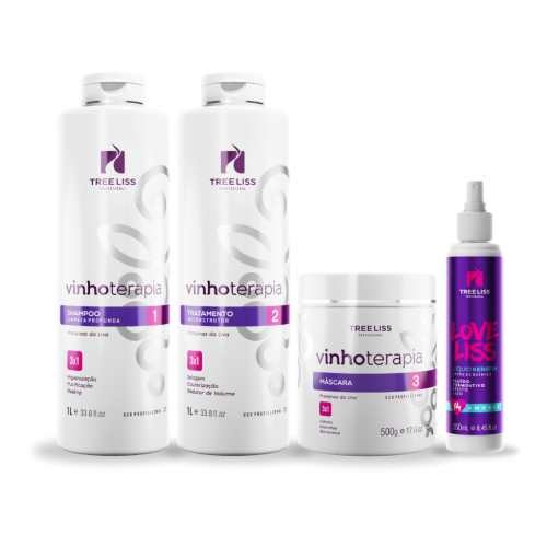 Kit Shampoo, alisamento, máscara e finalizador Vinhoterapia