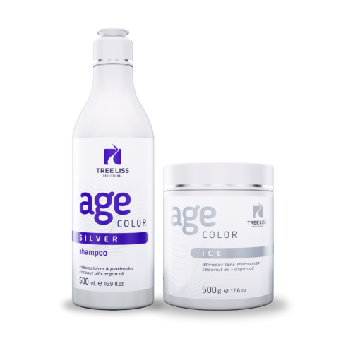 Kit Matizador Shampoo Silver e máscara Ice age color Treeliss