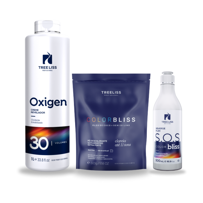 Kit Pó descolorante 11 tons 500g+oxigenada 30vol+Sos 500ml