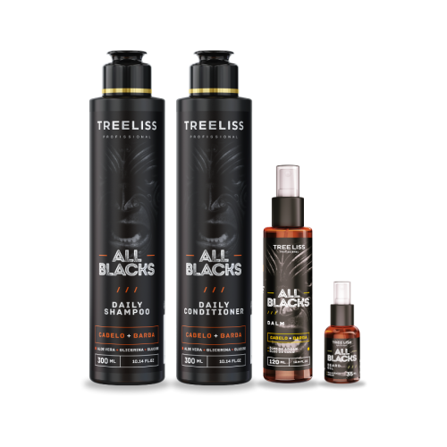 Kit Barba e Cabelo homens All Blacks 4 itens treeliss