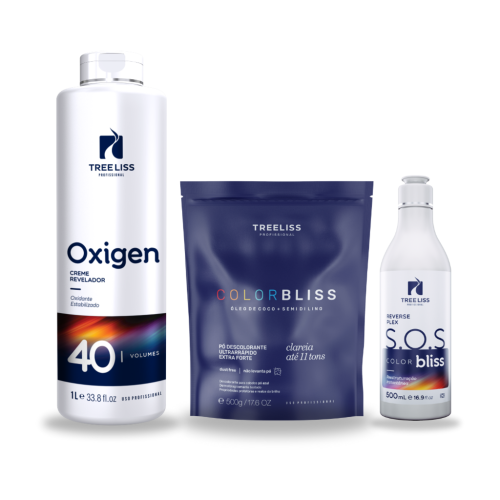 Kit Pó descolorante 11 tons 500g+oxigenada 40vol+Sos 500ml