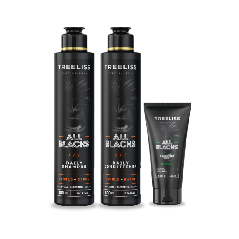 Kit Barba e Cabelo homens All Blacks profissional 3 itens
