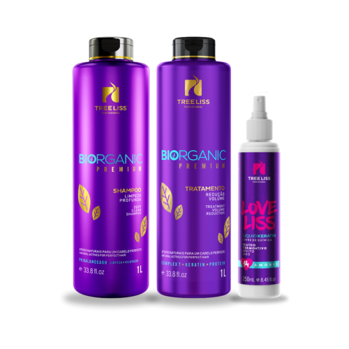 Kit Alisamento Shampoo, reconstrutor Biorganic e Termoativo