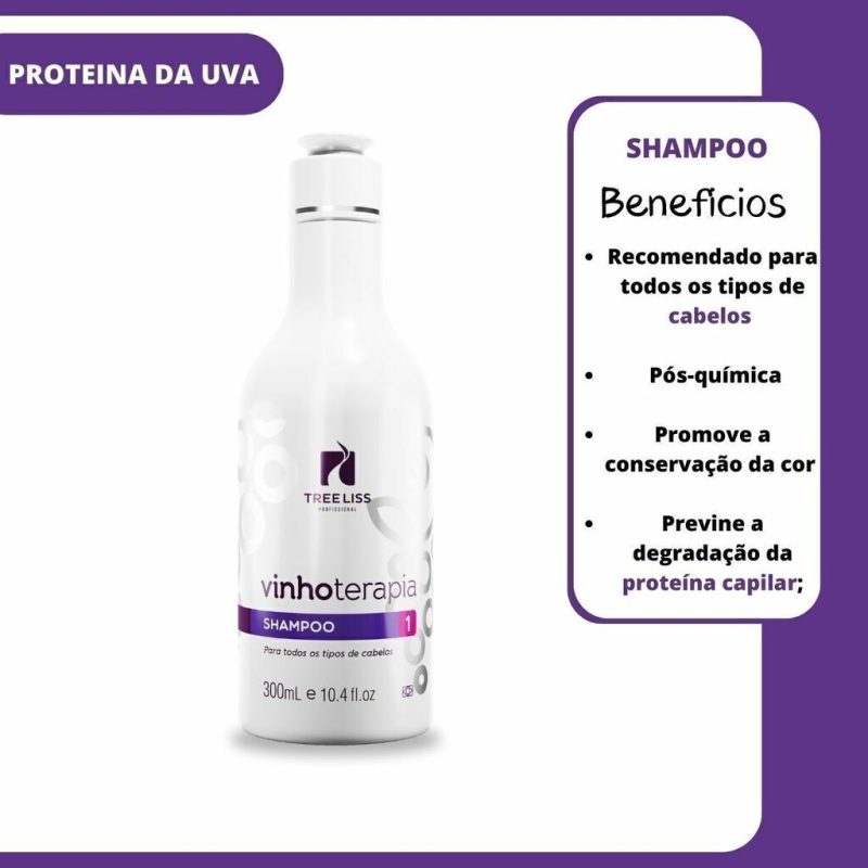 Kit Hidratação Shampoo e condicionador Vinhoterapia Treeliss - Imagem 2