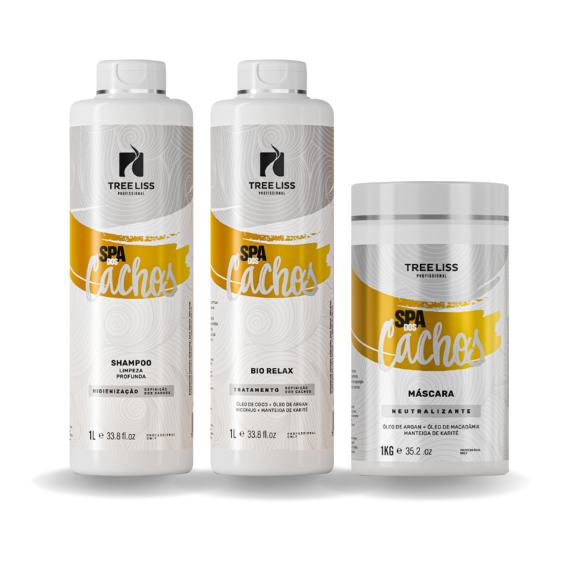 Kit Spa dos Cachos Shampoo, tratamento e mácara profissional