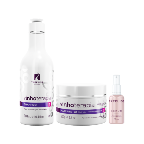 Kit hidratante shampoo e mascara com serum vinho treeliss