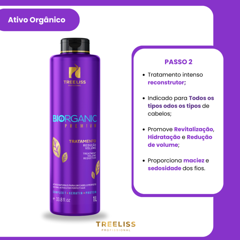 Kit Alisamento Tratamento Biorganic Progressiva 1L Tree Liss - Imagem 3