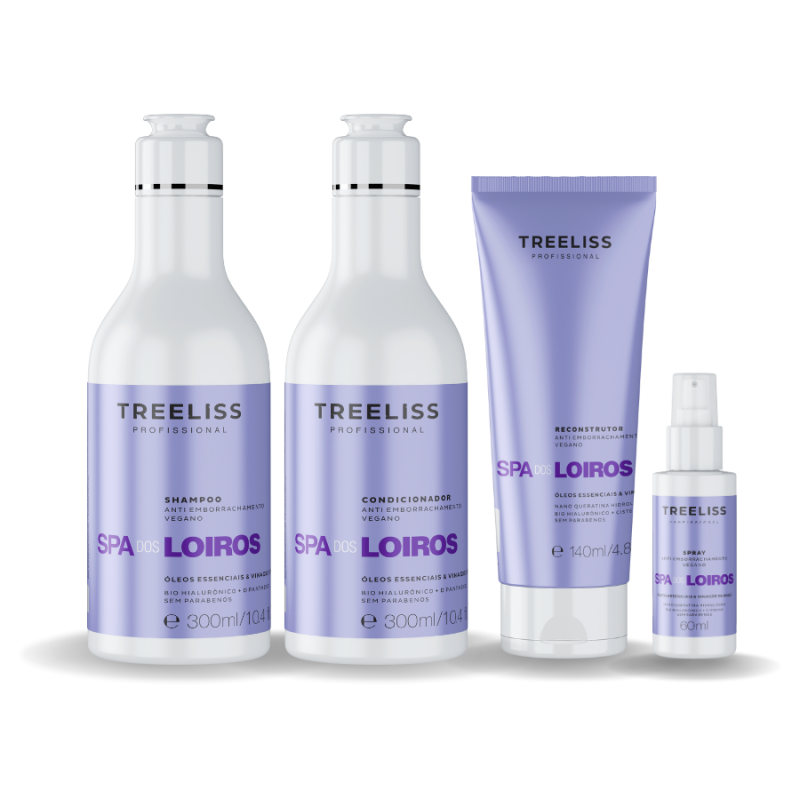 Kit Reconstrutor Shampoo Condicionador e Spray Spa dos loiros