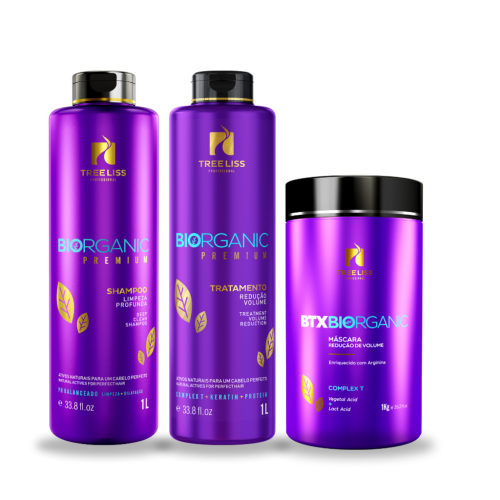 Kit Alisamento Shampoo, Tratamento e Máscara Biorganic 1L