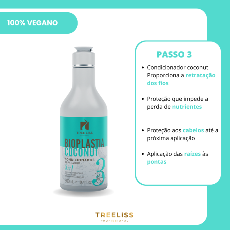 Kit reconstrução capilar 4 itens Bioplastia Vegano Treeliss - Imagem 4
