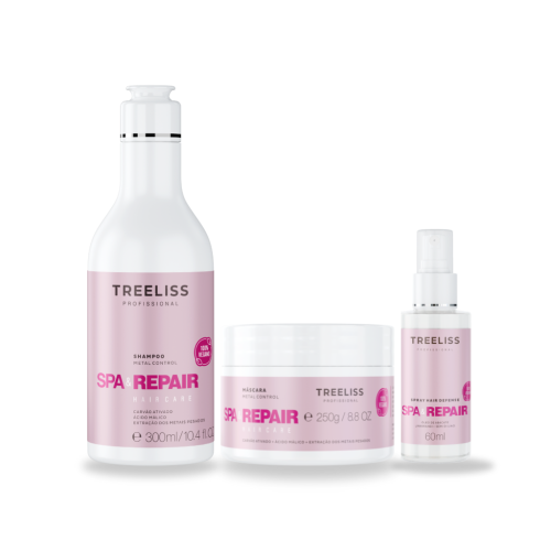 Kit Reparador Shampoo, máscara e spray Spa e Repair Metal