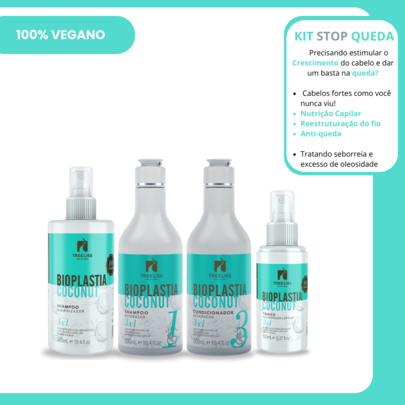 Kit reconstrução capilar 4 itens Bioplastia Vegano Treeliss - Imagem 2