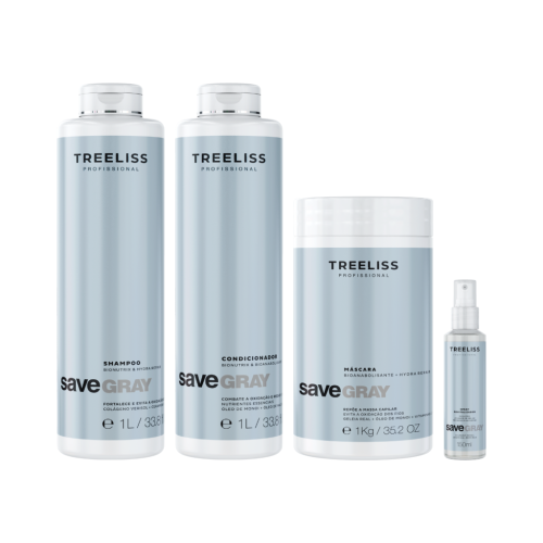 Kit Save Gray 1 litro Shampoo Condicionador Máscara e Spray